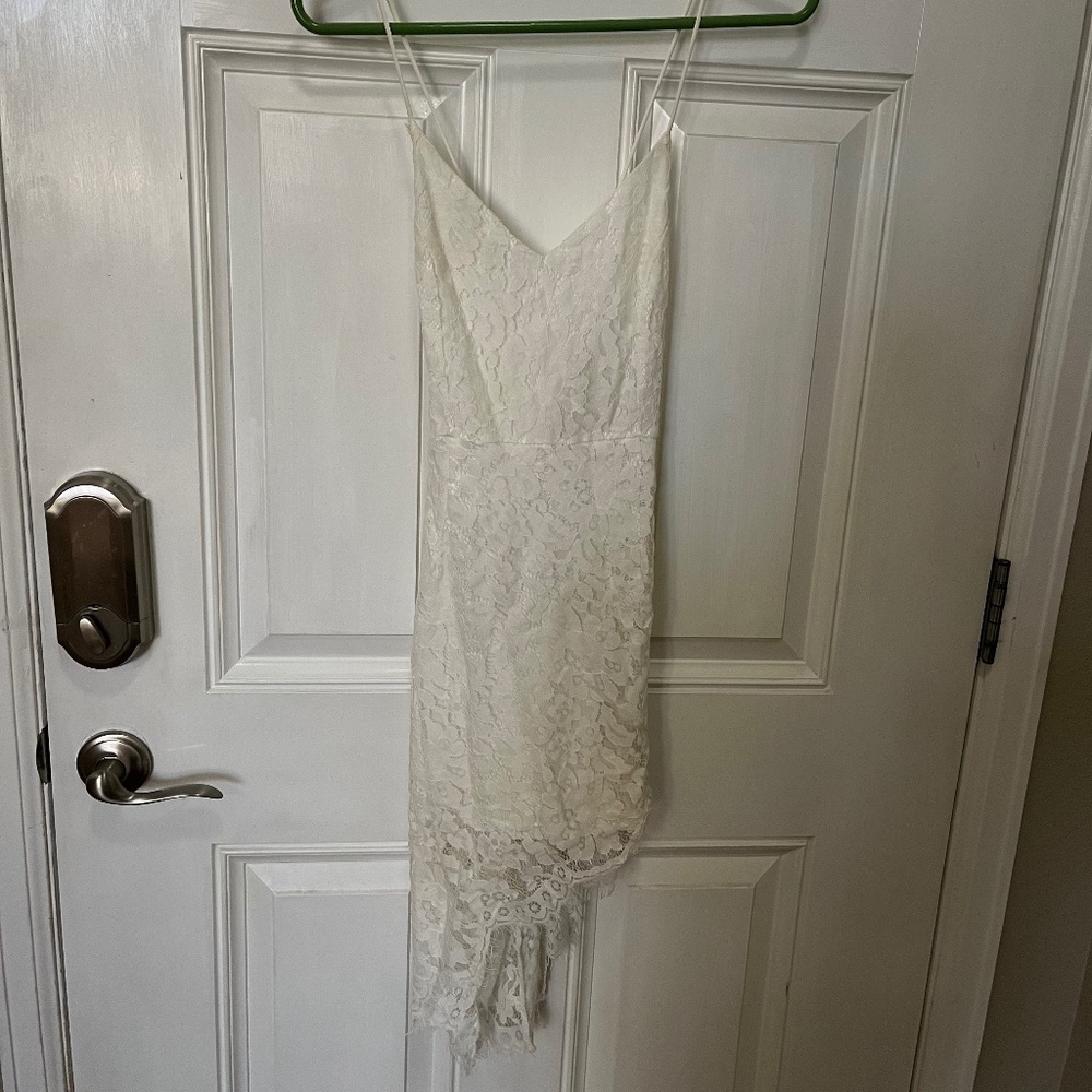 White Lacey high low dress